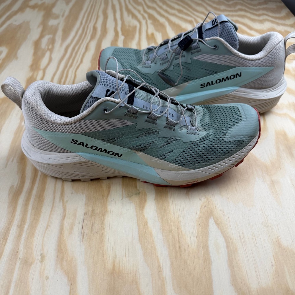 Salomon Sense Ride 5 Trail Running Shoes Mens 10 Green Blue 472123